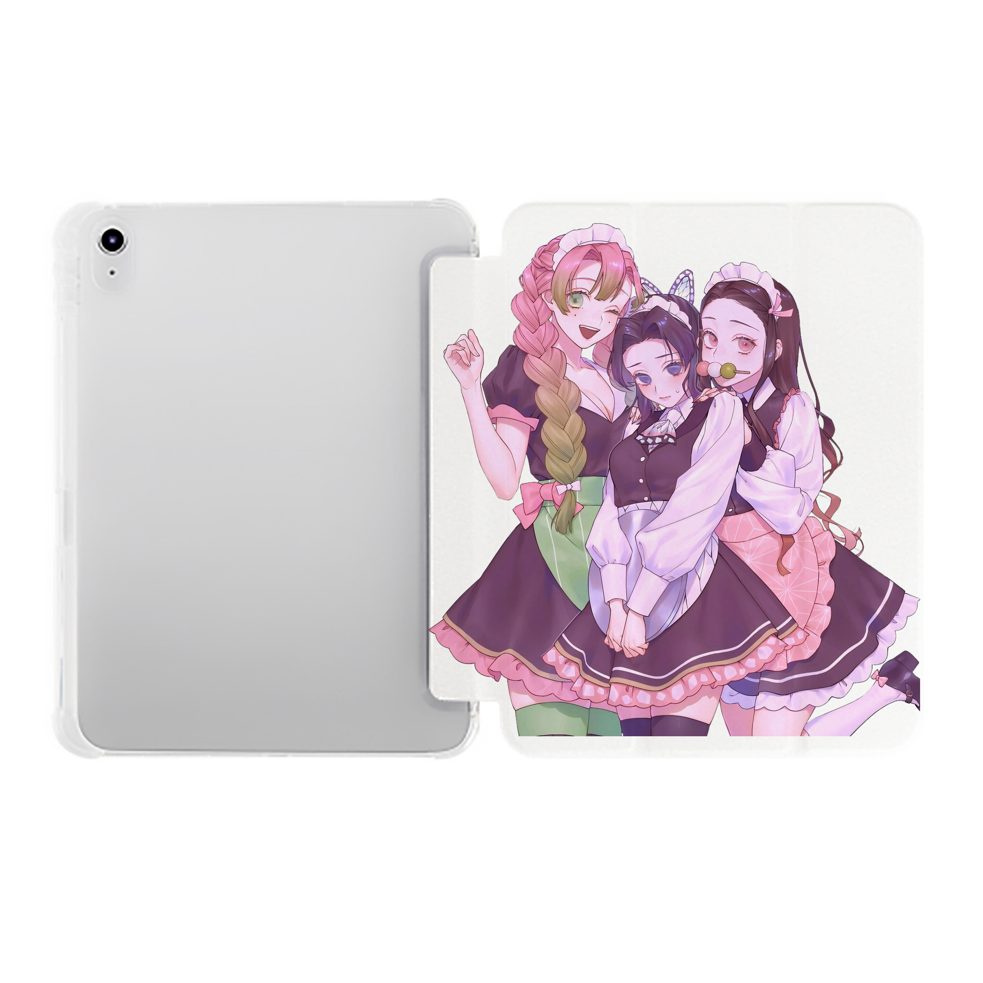 （画像用） 鬼滅の刃（きめつのやいば）蟲柱-胡蝶 しのぶ／こちょう しのぶ Kochou Shinobu IPad ケース ペン収納付き 三つ折りスタンド PUレザー×シリコン 対応機種9.5/10.5/10.9インチ